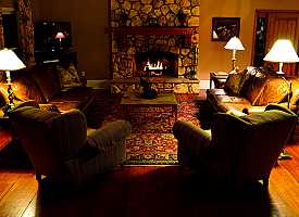 main room of quail hunting lodge